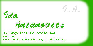 ida antunovits business card